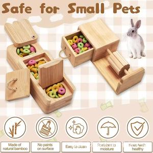 Wooden Pet Foraging Toy With Treat Dispensing For Rabbit Hamster Interactive Feeder <b>Puzzle</b> <b>Box</b> Small Animal Enrichment - Product Image 4