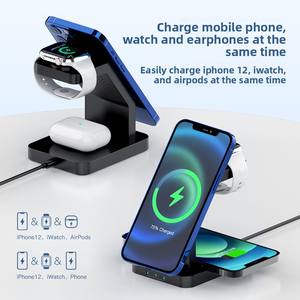 Base de Carga Inalámbrica Magnética Tres en Uno para Teléfono con Puerto USB-A, Compatible con IWatch y iPhone 12-17, Carga Rápida - Product Image 2