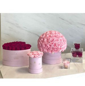 Fleurs décoratives, rose éternelle, fleurs préservées, boîte de roses préservées, roses préservées de luxe dans une boîte ronde en velours suédé - Product Image 3