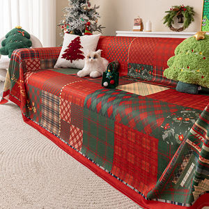 Couverture de canapé en chenille Patchwork à carreaux de Noël antidérapant tout compris couverture de canapé universelle <span class=keywords><strong>anti</strong></span>-poussière toutes saisons - Product Image 2