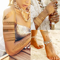 Hot New Style Femmes Chaîne Bracelet Faux Bijoux Étanche Temporaire Tatouage Bras Manches Main Poignet Or Métallique Tatouage Autocollant