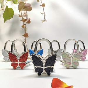 Crochet de <span class=keywords><strong>sac</strong></span> en alliage papillon scintillant avec boucle, accessoires de décoration électroplaqués pour sacs à <span class=keywords><strong>main</strong></span> - Product Image 1