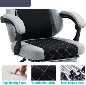 Chaise de jeu professionnelle réglable en hauteur, confort de canapé, en <span class=keywords><strong>tissu</strong></span> gris, <span class=keywords><strong>avec</strong></span> <span class=keywords><strong>repose</strong></span>-pieds, pour gaming vidéo de luxe - Product Image 4