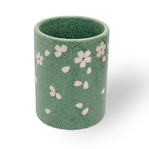 Ensemble de tasses à thé en céramique japonaise faites à la main, motif de fleurs de cerisier mat effet pierre, cadeau - Product Image 1