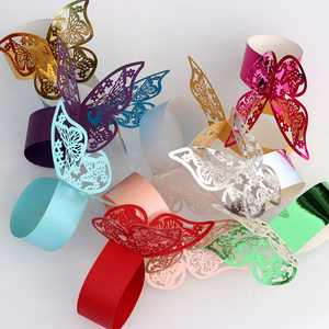 Anneaux <span class=keywords><strong>de</strong></span> serviette 3D Papillon Creux, Boucles <span class=keywords><strong>de</strong></span> serviette en <span class=keywords><strong>papier</strong></span>, Supports d'anneaux <span class=keywords><strong>de</strong></span> serviette pour Décoration <span class=keywords><strong>de</strong></span> Mariage, Saint-Valentin et Fêtes - Product Image 1