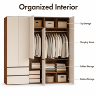 Armoire moderne en bois massif épaissi, armoire de rangement pour salle de sport et chambre, 60 cm de profondeur, sur pied, grande capacité