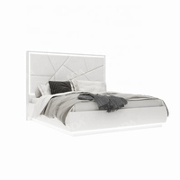 NOVA Nouvelle Ligne Design Tête de Lit LED Brillante Grand Lit avec Rangement Suite de Meubles de Chambre Moderne Complète Ensembles de Chambre Queen Size