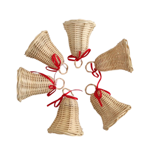 Campanas de mimbre naturales para Navidad, adornos colgantes de mimbre para árbol de Navidad, regalo bonito para niños - Product Image 1