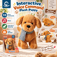 Peluche interactive intelligente pour chaton et chiot, avec commande vocale, compagnon électronique pour chat et chien, musique, coton PP, anniversaire