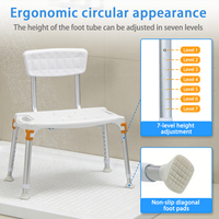Chaise de douche réglable en hauteur, détachable, avec dossier, montage sans outil, banc de bain antidérapant pour personnes âgées, siège de sécurité pour salle de bain