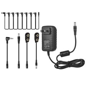 Adaptateur d'alimentation pour effets de guitare <span class=keywords><strong>Caline</strong></span> CP-07B DC 9V 1A avec câble de chaîne en daisy à 8 voies, câbles à polarité inversée, batterie - Product Image 1