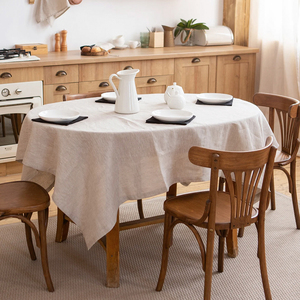 Christmas Wedding Custom Size Color <strong>Table</strong> Cover White <strong>Oval</strong> Beige 100% Pure Linen <strong>Table</strong> <strong>Cloth</strong> with Embroidery - Product Image 1