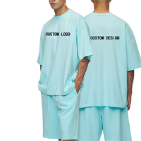 Ensemble de survêtement 2 pièces pour homme, imprimé, multi-tailles, avec logo personnalisé, 100 % coton, t-shirt à manches courtes et short, tenue décontractée