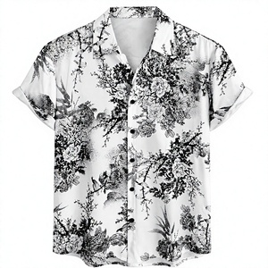 เสื้อเชิ้ตผู้ชายพิมพ์ลายตามสั่ง แขนสั้น ปกคอพับ สไตล์ลำลอง ผลิตจากผ้าฝ้าย/โพลีเอสเตอร์ผสมที่เป็นมิตรกับสิ่งแวดล้อม ระบายอากาศได้ดี เหมาะสำหรับฤดูใบไม้ผลิ - Product Image 1
