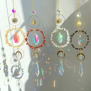 Wholesale Crystal Suncatcher Wind Chime | Sun Moon Hanging Prism <strong>Rainbow</strong> <strong>Maker</strong> | Home Window Decor Ornament with Love Theme - Product Image 3