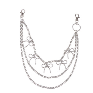 Women's Multi Layer Metal Waist <b>Chain</b> With Bow Pendant Hip Hop Fashion Accessory Daily Wear Zinc Alloy - Product Image 5