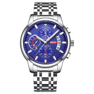 Montre-bracelet analogique à quartz en acier inoxydable pour homme 2358, luxe, charme, sport, mode, bracelet, résistante à l'eau, 43 mm, cristal - Product Image 2