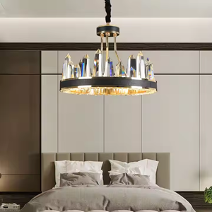 Zeal <b>Lighting</b> Modern Round Pendant Lights Living Room Modern Gold Black <b>Chandeliers</b> with <b>Crystal</b> - Product Image 5