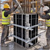Pince de coffrage carrée en plastique réutilisable haute résistance, facilement assemblable, pour la fixation de poteaux en béton lors de la construction de ponts