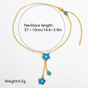 Collier à pendentif en forme de fleur bleue tendance pour femmes, chaîne de bijoux pour tous les jours et les fêtes - Product Image 6