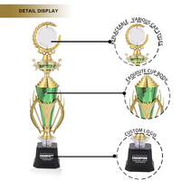Nuevo Diseño con Partes Superiores Intercambiables, Trofeo Verde de Fútbol y Baloncesto, Diferentes Tamaños, Trofeo de Plástico, Trofeo Personalizado