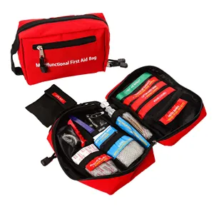 promotion mini First Aid kit waterproof hiking vehicle outdoor red first aid bag polyester emergency pocket bag