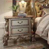 Ensembles de chambre à coucher de luxe de style européen antique, couleur dorée, meubles de chambre à coucher, lit royal en bois, meubles de maison en bois traditionnels