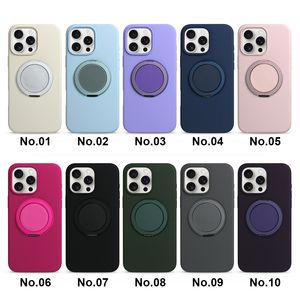 Coques de téléphone en silicone liquide magnétique avec anneau support pour iPhone 17 16 Pro Max, design gravé - Product Image 4
