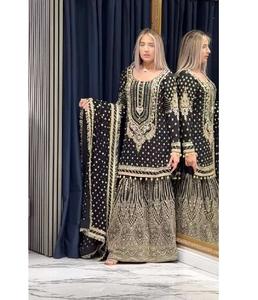 Magnifique tenue ethnique traditionnelle élégante pour femmes en faux georgette, Kurti Plazzo et Dupatta stylés pour les festivals indiens - Product Image 5