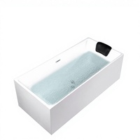 Baignoire de massage rectangulaire autoportante moderne en acrylique blanc écologique pour 2 personnes, portable, avec drain et robinet, pour villa