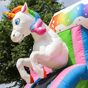 Château gonflable de licorne en plein air pour enfants, de qualité commerciale, avec toboggan, belle impression numérique, souffleur certifié N - Product Image 3