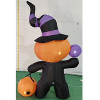 Calavera Negra Inflable con Cara de Calabaza para Halloween, Fantasma Inflable para Decoración de Jardín Exterior