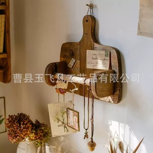 Solid Wood Wall Mounted Towel Rack With <b>Shelf</b> For Kitchen Bathroom Organizer Brown Multipurpose - Product Image 3