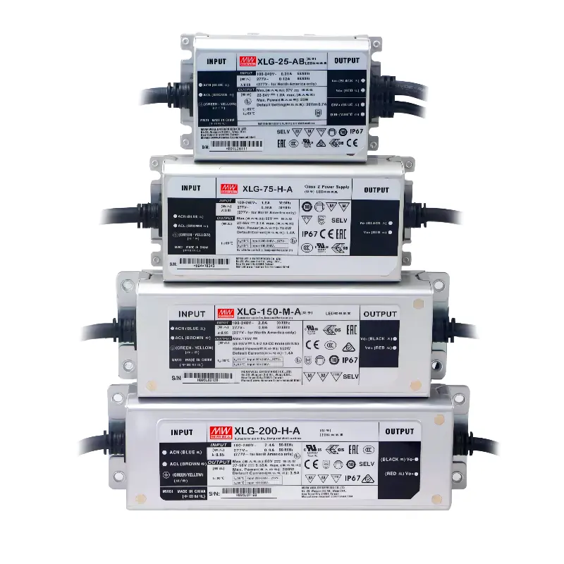 หมายถึงดี XLG พาวเวอร์ซัพพลาย20W 25W 50W 75W 100W 150W 200W 240W 320W 12V 24V 36V 48V 54V กันน้ำ Meanwell ไดร์เวอร์ LED