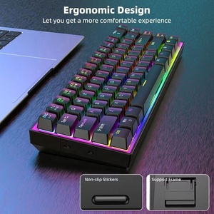 <span class=keywords><strong>Clavier</strong></span> à <span class=keywords><strong>membrane</strong></span> filaire 60 % avec capteur optique, rétroéclairage RGB, 61 touches, sensation mécanique, <span class=keywords><strong>clavier</strong></span> de jeu USB-C, autocollants - Product Image 4