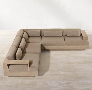 Ngoài trời Patio đồ nội thất bằng gỗ Tếch Inset chân đế rắn gỗ tếch L hình cắt ghế <span class=keywords><strong>sofa</strong></span> - Product Image 1