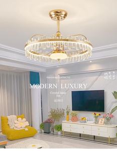 Luminaire suspendu en verre de style post-moderne, luxe léger, salon, design créatif, rond, LED, cristal, lustres pour villa, restaurant, chambre rouge - Product Image 3