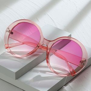 Gafas de Sol Redondas Extra Grandes con Logotipo Personalizado, Moda Vintage 2025, Montura Grande, Protección UV400, Color Rosa, para Mujer - Product Image 1