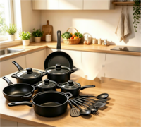 Ensemble de casseroles en fonte de haute qualité, 13 pièces, revêtement antiadhésif PTFE, compatible four, lave-vaisselle, gaz et induction, pour la cuisine à domicile