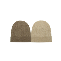 Bonnet en tricot torsadé marron clair pour femme, doux et chaud, avec revers côtelé, idéal pour l'hiver et le quotidien