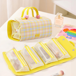 4 kits de trousse de maquillage portable à suspendre et à enrouler / Organisateur de voyage pour femmes avec sacs de rangement amovibles - Product Image 2
