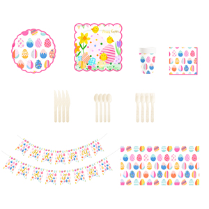 DAMAI <b>Easter</b> Supplies Colour Party Decoration for <b>Easter</b> Egg Party Tableware Set Disposable Scalloped Paper Plates - Product Image 5