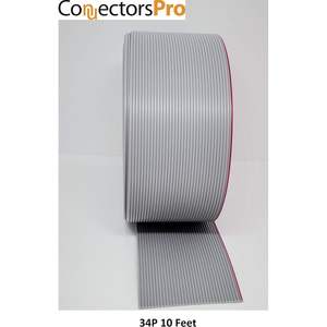 Accessoires pour PC, câble plat à ruban 34P, 10 pieds, 34 conducteurs pour connecteurs IDC de 2,54 mm, couleur grise - Product Image 3