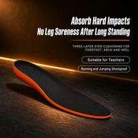 Semelles intérieures de chaussures de sport en PU confortables avec soutien de la voûte plantaire 3D en forme de U, talon profond, absorption des chocs, correction des pieds plats