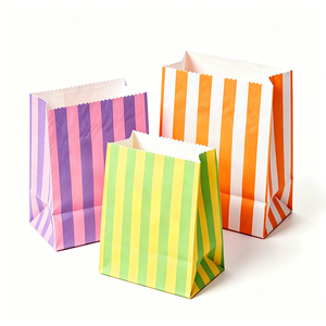 Sac en papier kraft rayé personnalisé avec logo imprimé, qualité alimentaire, pour bonbons, biscuits, emballage cadeau, fête, <span class=keywords><strong>boutique</strong></span> - Product Image 1