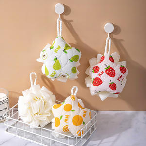 Toalla exfoliante de dibujos animados con forma de flor para baño, de doble uso, potente eliminación de suciedad, espuma abundante. - Product Image 4