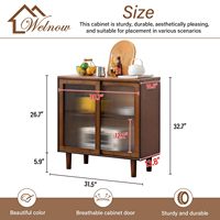 Meuble buffet Welnow, buffet en bambou avec rangement, armoire de présentation de cuisine avec étagères à 2 niveaux