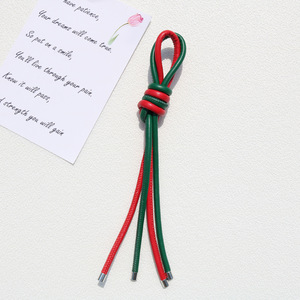 Handmade Braided Pu Leather <b>Rope</b> Knot Bag Charm Handbag Purse Cherry Keychain DIY Gift - Product Image 6