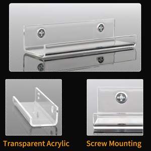 Paquete de 6 estantes de vinilo transparente de 4 pulgadas, soporte de exhibición de álbum acrílico para montaje en pared, colgador de almacenamiento, estante flotante para <span class=keywords><strong>CD</strong></span>, baño y cocina - Product Image 3