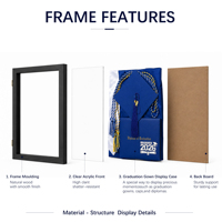Cadre de présentation mural moderne en MDF marron avec verrouillage pour diplôme et certificat – Vente en gros personnalisable